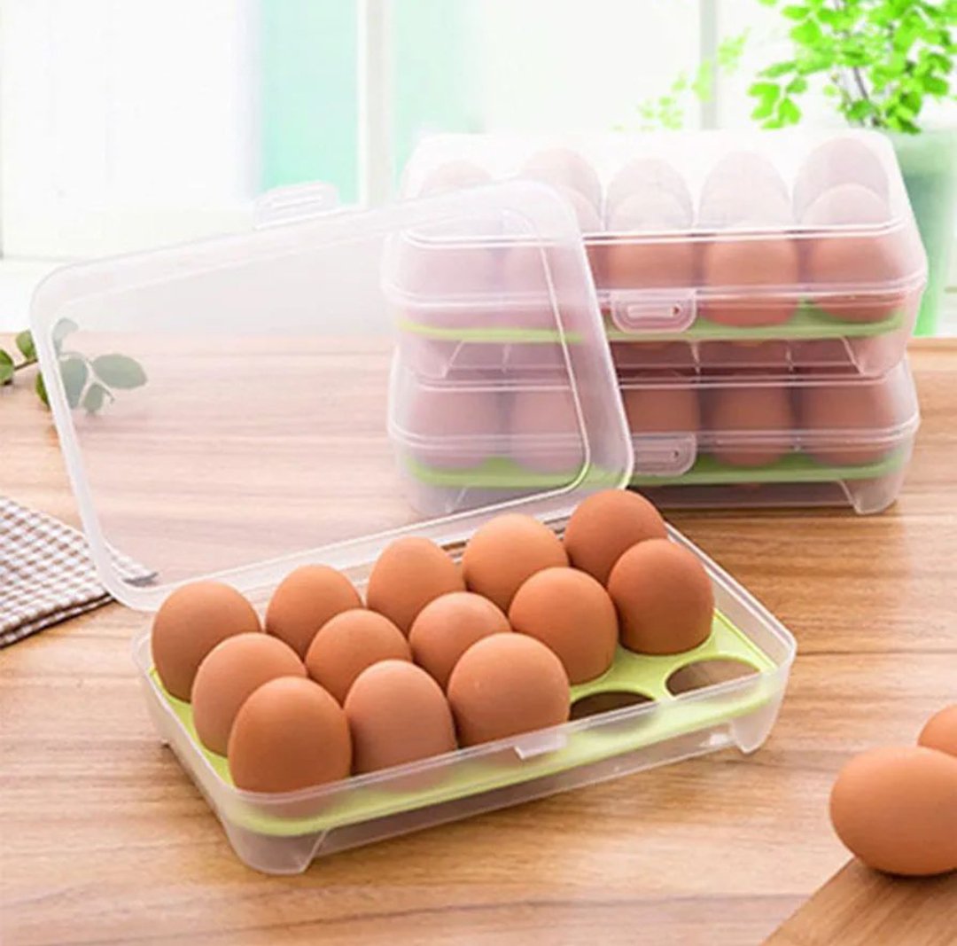 2in1 Stylish 15 Grid Egg Tray + Storage Box