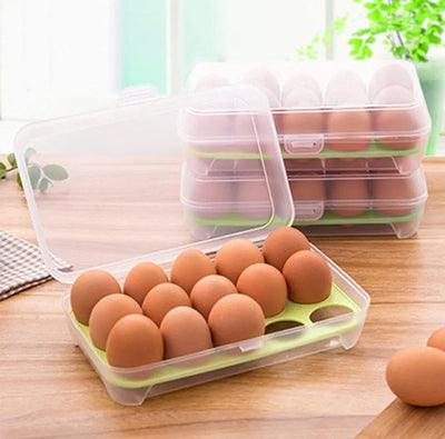 2in1 Stylish 15 Grid Egg Tray + Storage Box