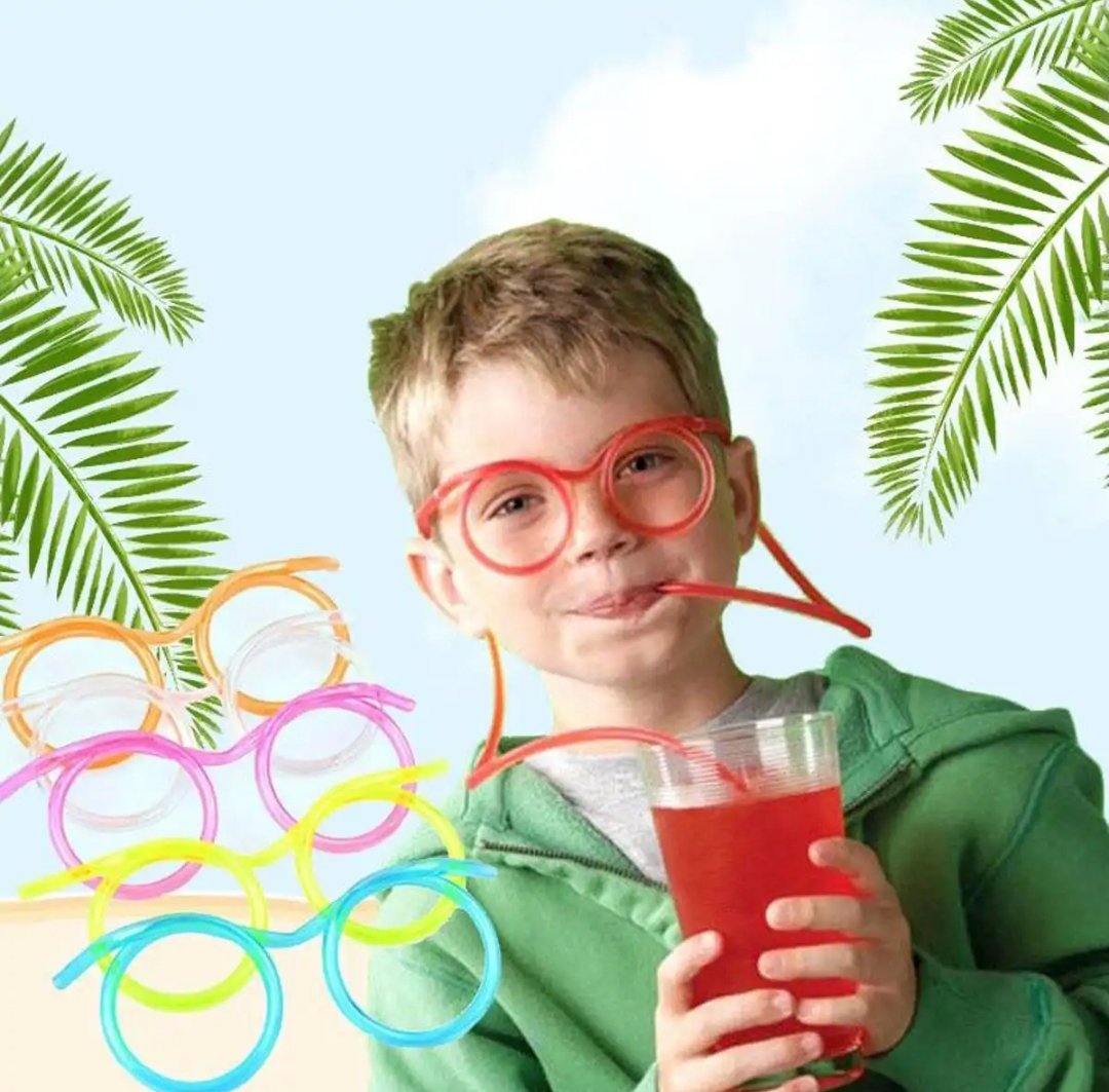 Online Karachi 2 pcs Funny Soft Glasses Straw Unique Flexible Drinking Tube Kids Party Birthday Reusable Accessories DIY Straw