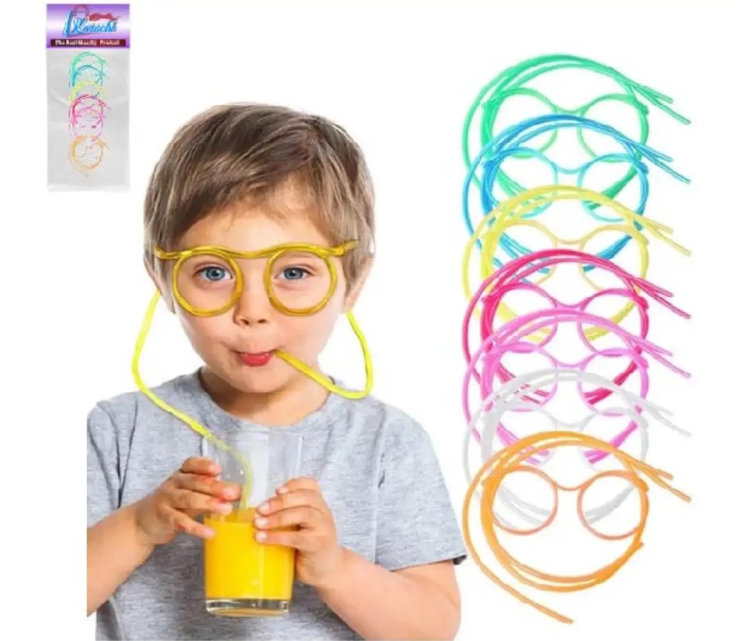Online Karachi 2 pcs Funny Soft Glasses Straw Unique Flexible Drinking Tube Kids Party Birthday Reusable Accessories DIY Straw
