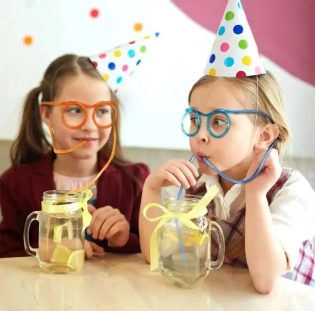 Online Karachi 2 pcs Funny Soft Glasses Straw Unique Flexible Drinking Tube Kids Party Birthday Reusable Accessories DIY Straw