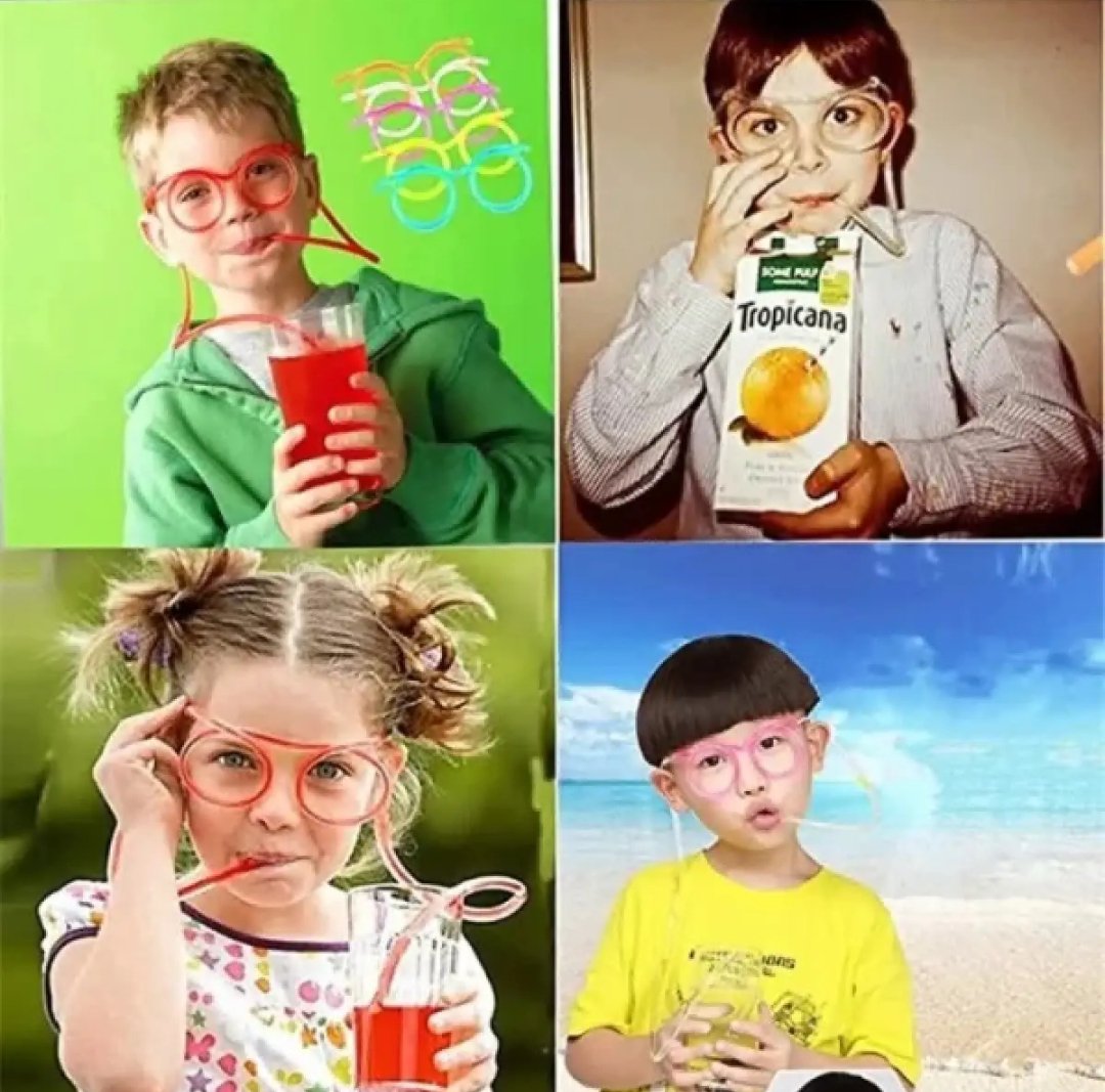 Online Karachi 2 pcs Funny Soft Glasses Straw Unique Flexible Drinking Tube Kids Party Birthday Reusable Accessories DIY Straw