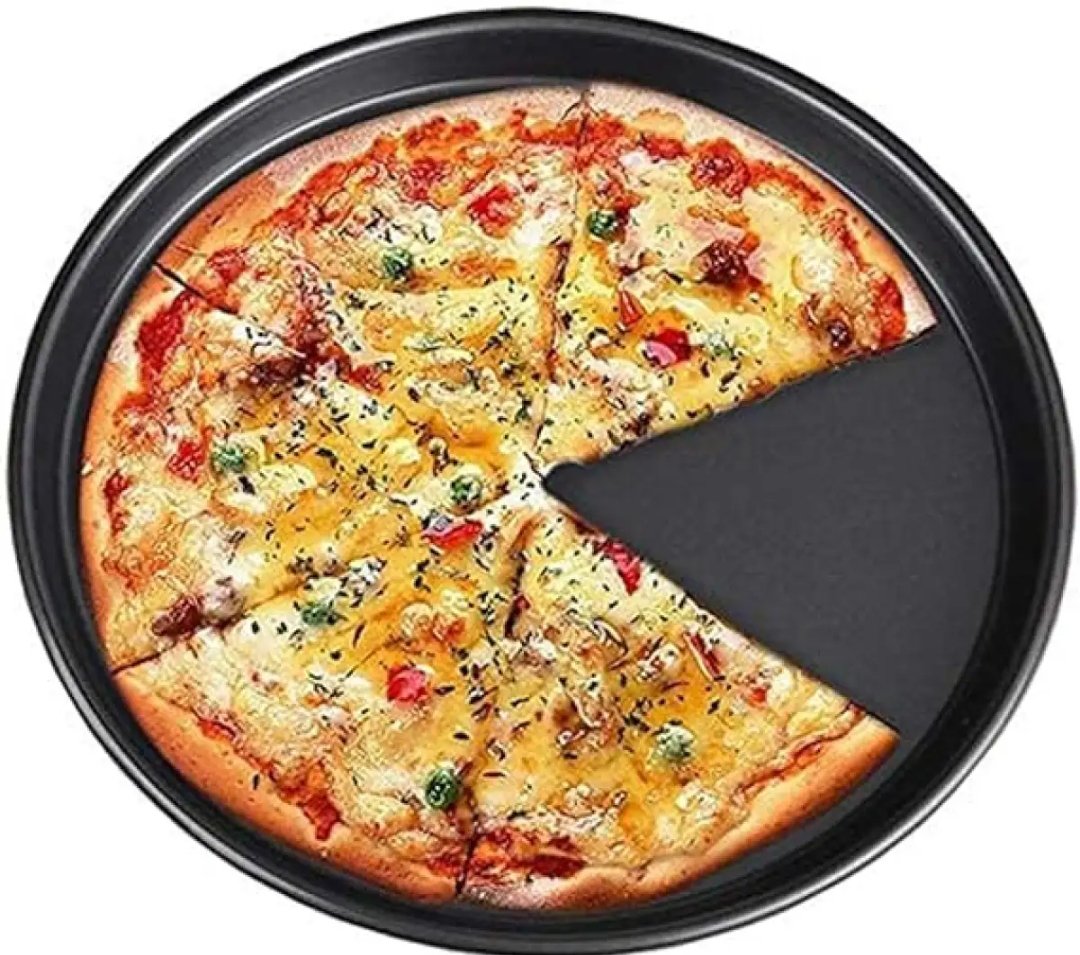 Pizza Pan 3 Pack Round Pizza Board Carbon Steel Pizza Baking Pan Non-Stick Cake Pizza Crisper Server Tray Stand Pizza Stones Tools for Home Kitchen Oven Restaurant Bakeware Pizza Pan Sets (23,26 and 29cm)