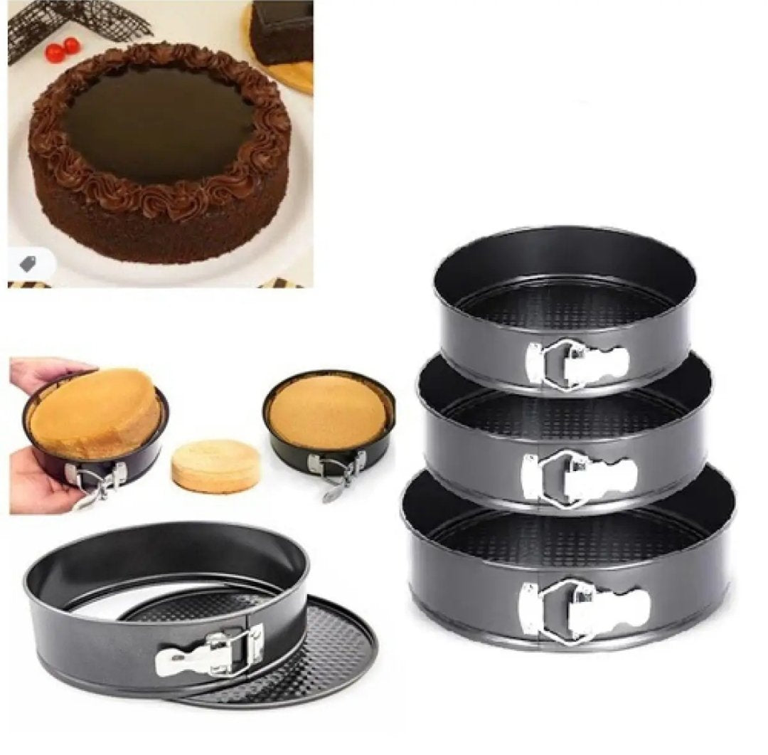 3PCS/Set Stainless Steel Cake Baking Pan Round Shape Non Stick Oven Baking Tray Cake Mold Bakeware Baking Tools Size (18,20 and 22 CM)