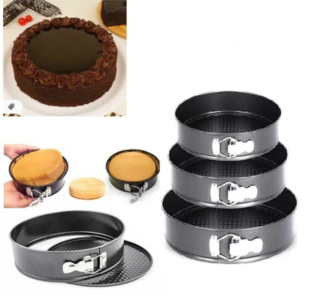 3PCS/Set Stainless Steel Cake Baking Pan Round Shape Non Stick Oven Baking Tray Cake Mold Bakeware Baking Tools Size (18,20 and 22 CM)