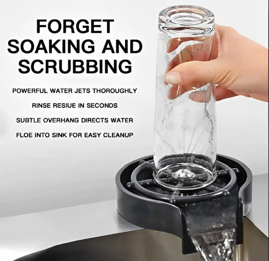 Automatic Cup Washer - Bottle Cleaner Sink Attachment - High Pressure Glass Rinser for Kitchen, Bar, and More - Efficient Bottle Cleaner Machine