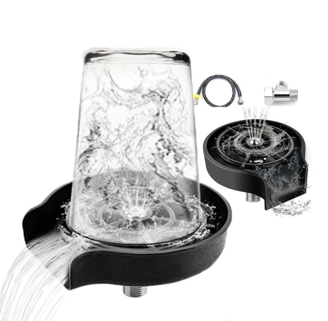 Automatic Cup Washer - Bottle Cleaner Sink Attachment - High Pressure Glass Rinser for Kitchen, Bar, and More - Efficient Bottle Cleaner Machine