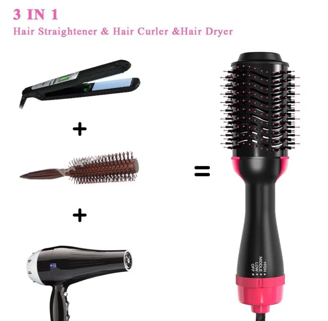 Hair &amp; Blow Dryer Brush in One, Professional Hot Air Brush 3 in 1 One Step Hair Dryer and Styler Volumizer with Negative Ion for Drying, Tools Blow Dryer, Straightening, Curling, Salon for All Hair Types