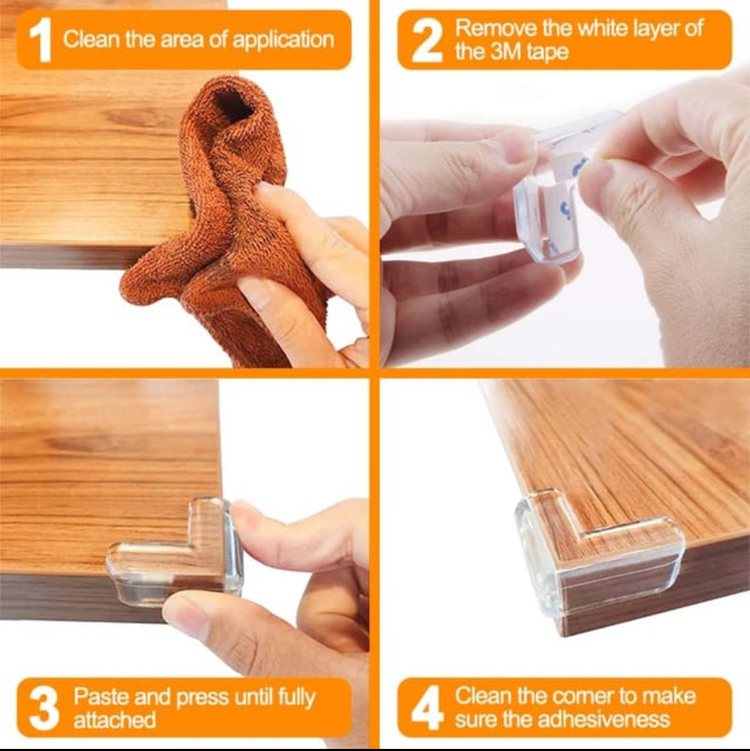 pack of 4 Table Corner Protectors - Child Safety Silicon Corner Guards (L Shape)