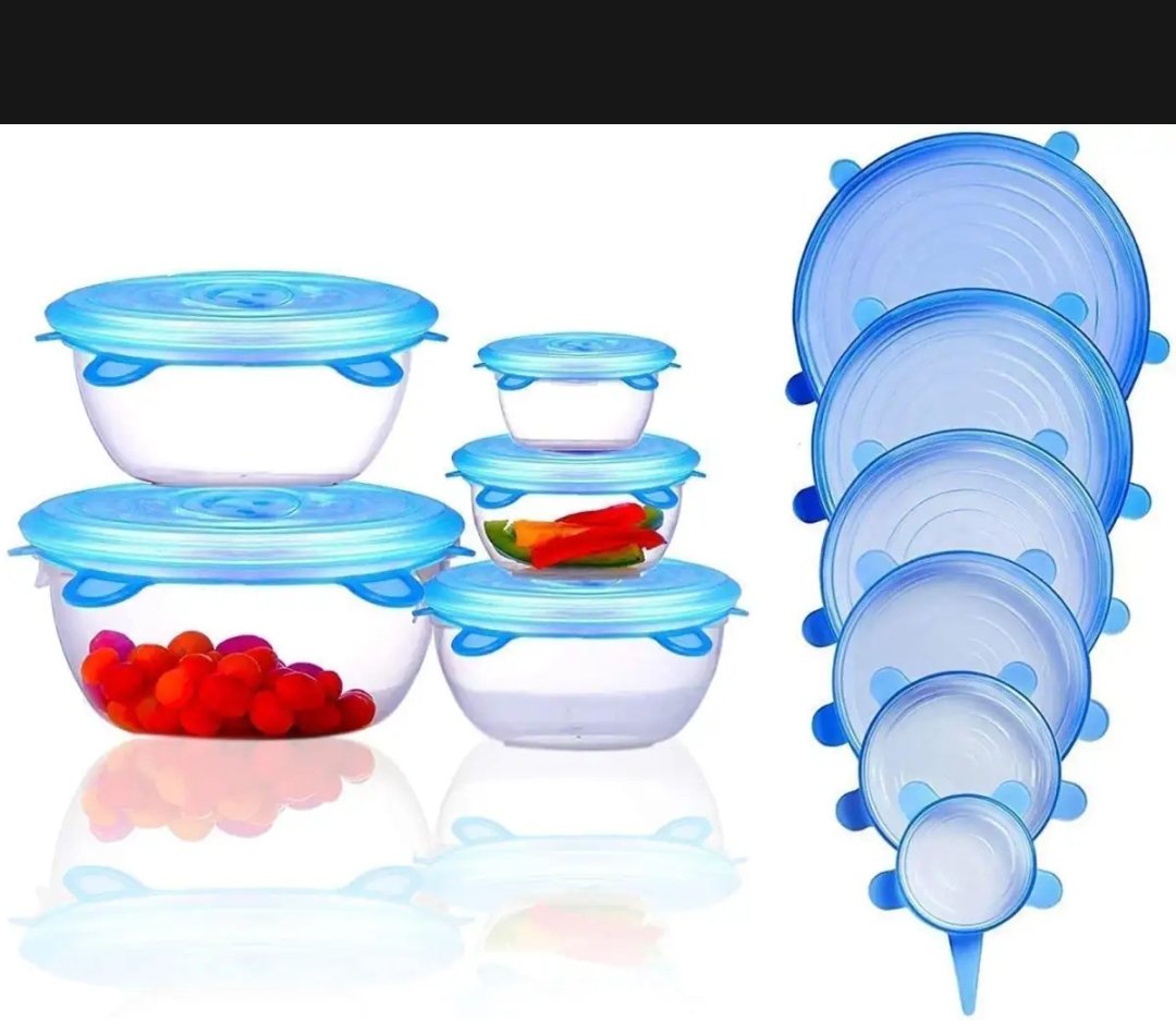 6Pcs Kitchen Reusable Silicone Seal Lid, Universal Silicone Stretch Lids for Food Preservation, Vacuum Food Storage, Bowl Cover and Cookware Cover for Kitchen and Home