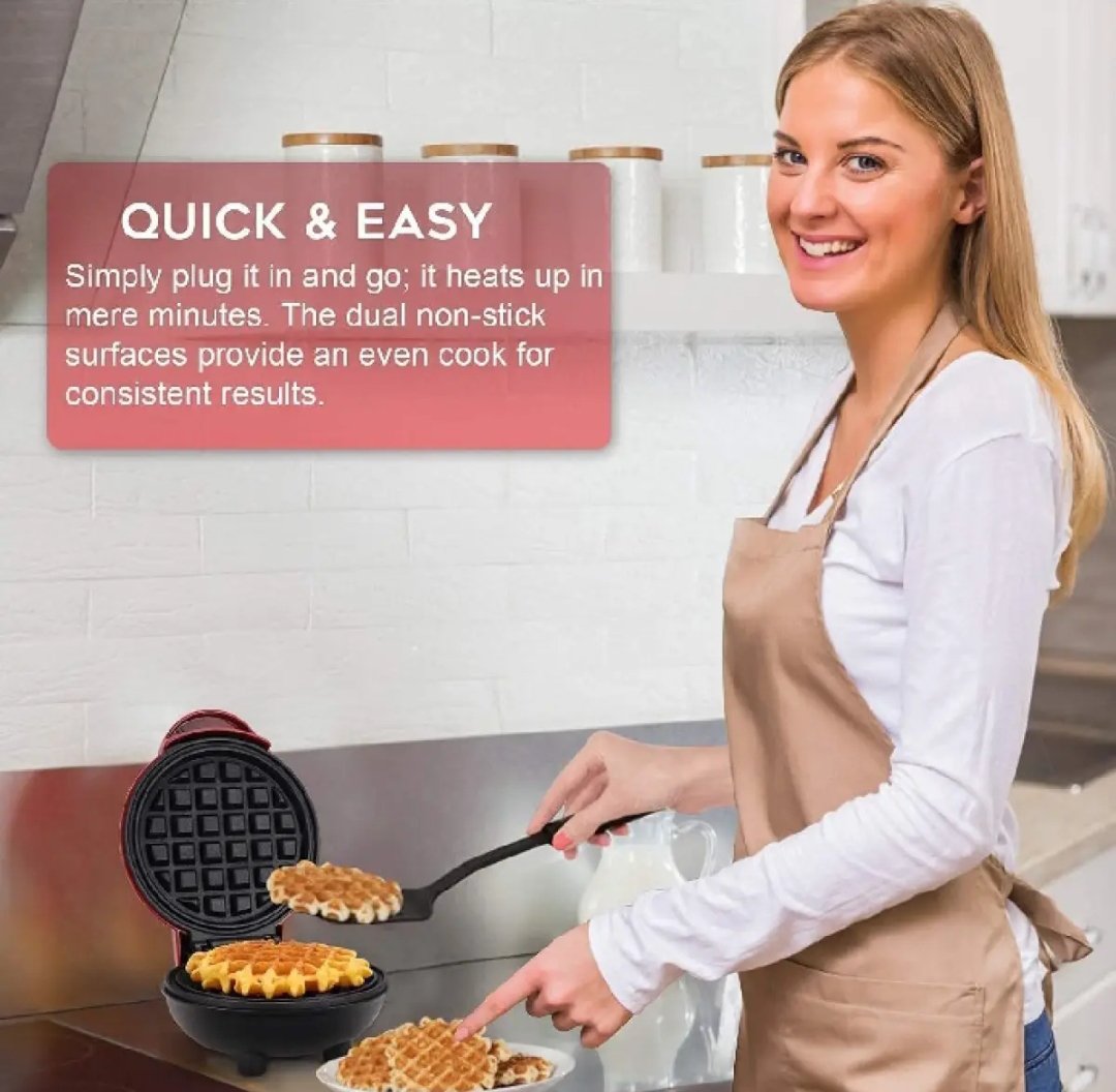 Mini Non-Stick Waffles Maker, Portable Electric Waffle Iron Machine