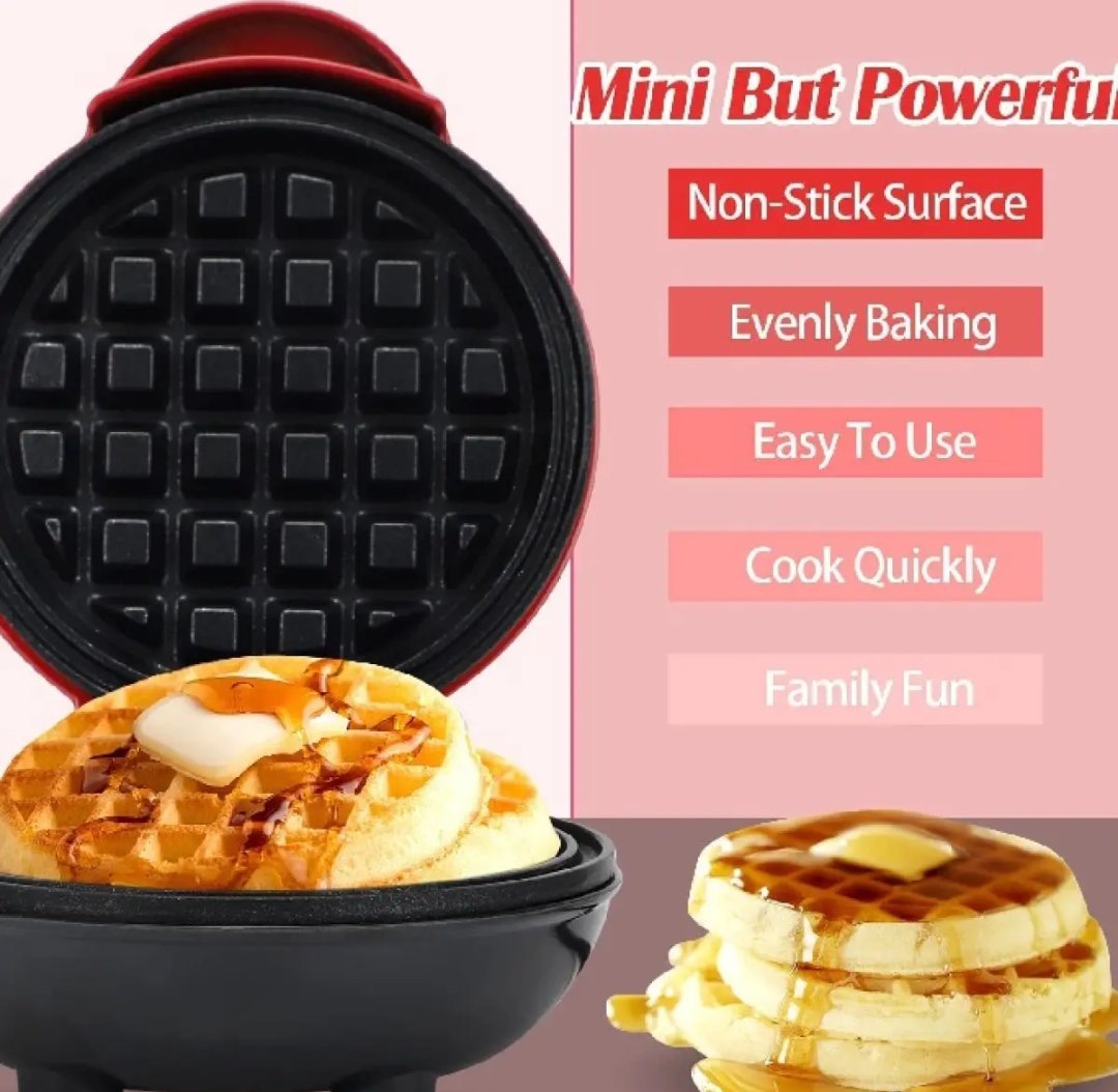 Mini Non-Stick Waffles Maker, Portable Electric Waffle Iron Machine