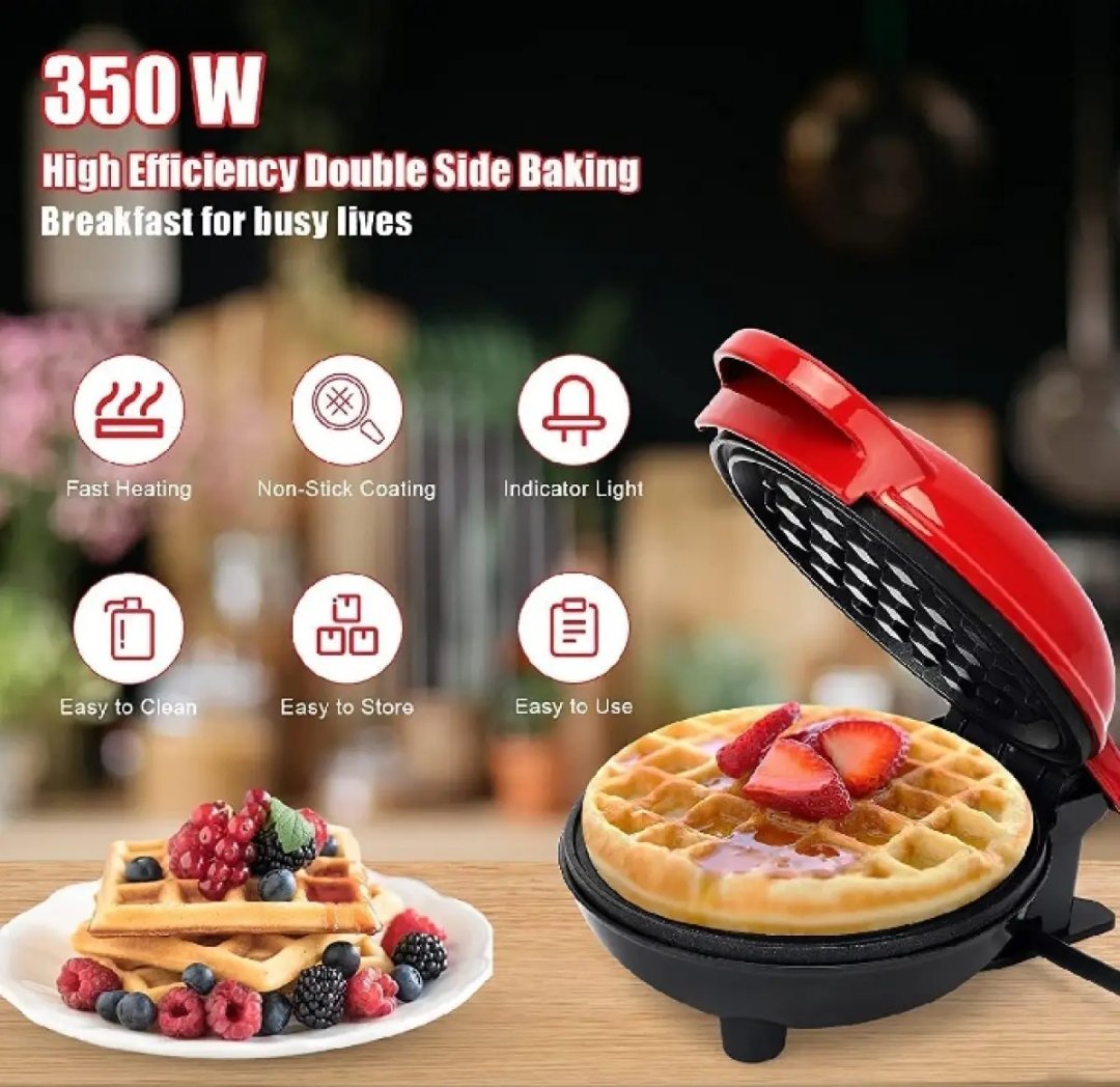 Mini Non-Stick Waffles Maker, Portable Electric Waffle Iron Machine