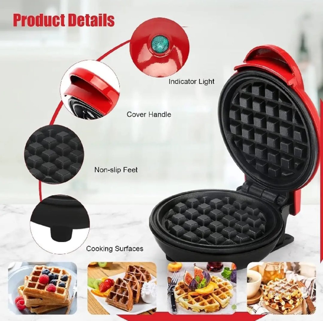 Mini Non-Stick Waffles Maker, Portable Electric Waffle Iron Machine