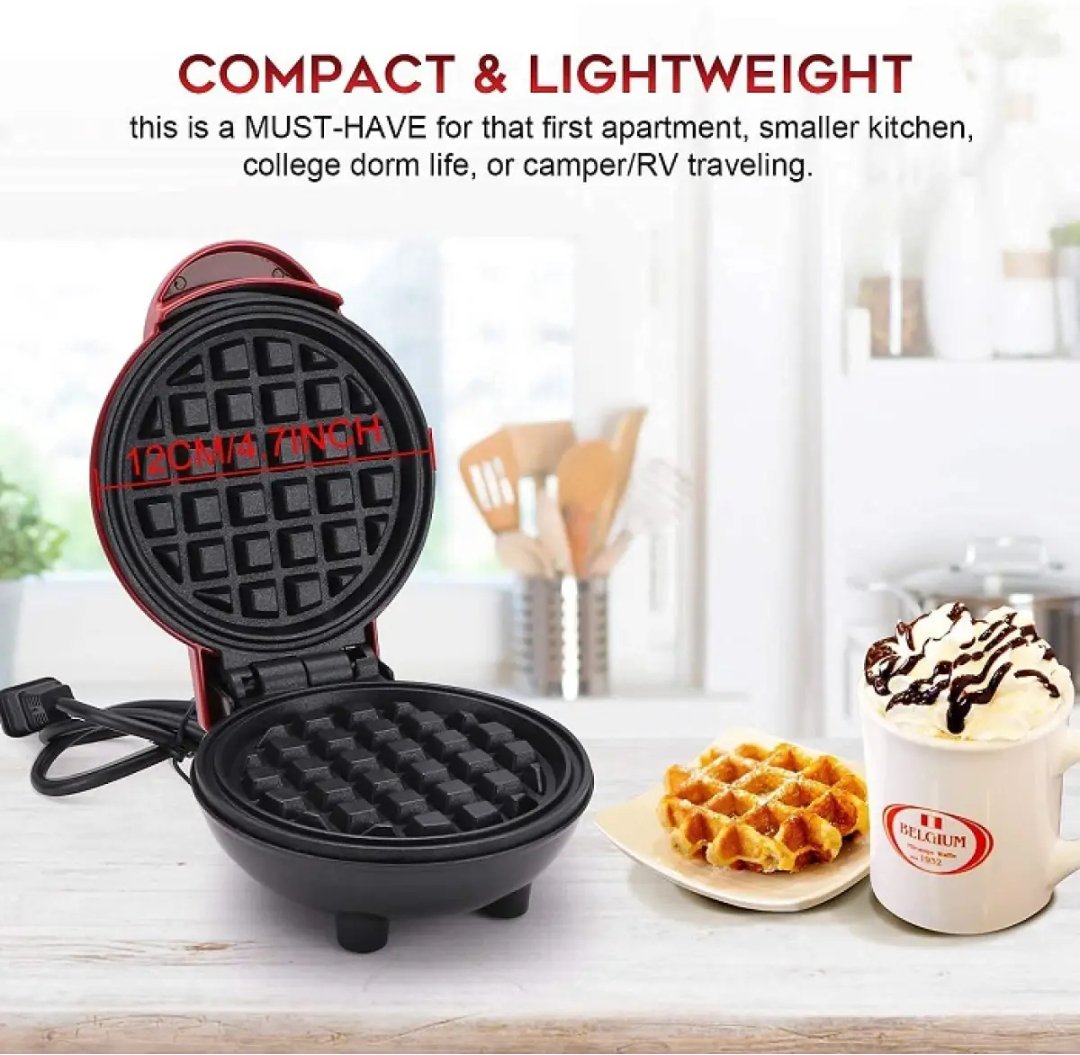 Mini Non-Stick Waffles Maker, Portable Electric Waffle Iron Machine