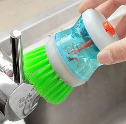 Scrub Kitchen Wash Tool Pot Dish Plastic Brush With Washing Up Liquid Soap Dispenser Brush