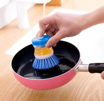 Scrub Kitchen Wash Tool Pot Dish Plastic Brush With Washing Up Liquid Soap Dispenser Brush