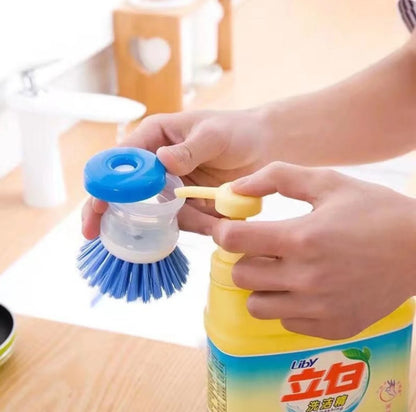 Scrub Kitchen Wash Tool Pot Dish Plastic Brush With Washing Up Liquid Soap Dispenser Brush