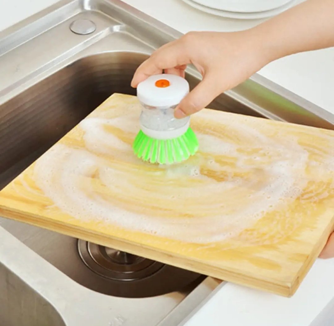 Scrub Kitchen Wash Tool Pot Dish Plastic Brush With Washing Up Liquid Soap Dispenser Brush