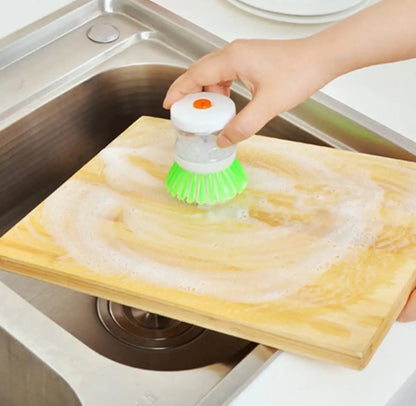 Scrub Kitchen Wash Tool Pot Dish Plastic Brush With Washing Up Liquid Soap Dispenser Brush