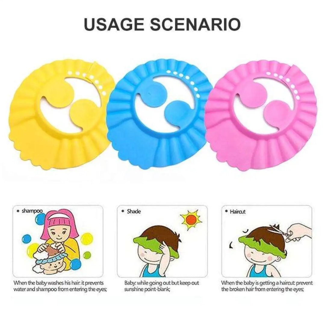 New Cute Adjustable Baby Shampoo Bath Shower Cap With Ear Protection Waterproof toddler Sun Protection Hat for Washing Hair Visors For Both Baby Girl And Baby Boy