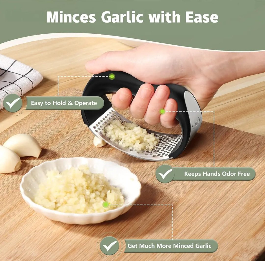 Garlic press,grinder crusher new ring stainless steel garlic masher garlic clip artifact peeling garlic household kitchen gadgets