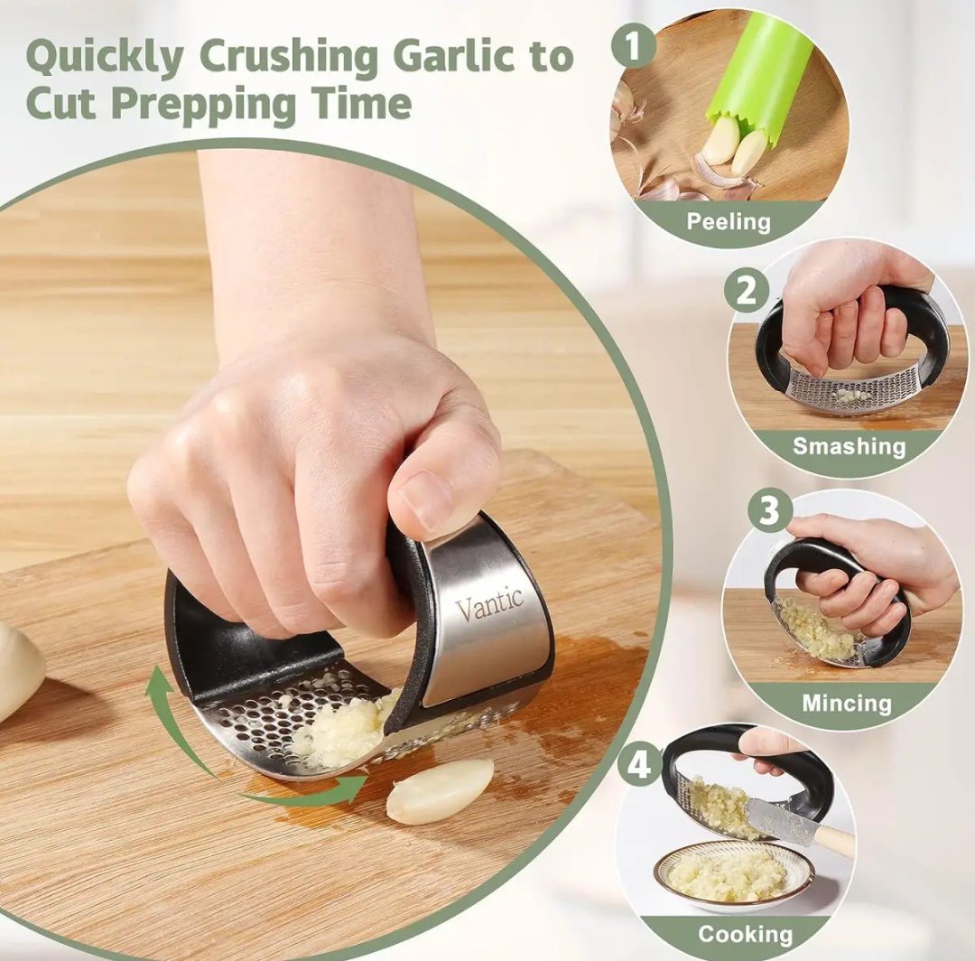 Garlic press,grinder crusher new ring stainless steel garlic masher garlic clip artifact peeling garlic household kitchen gadgets