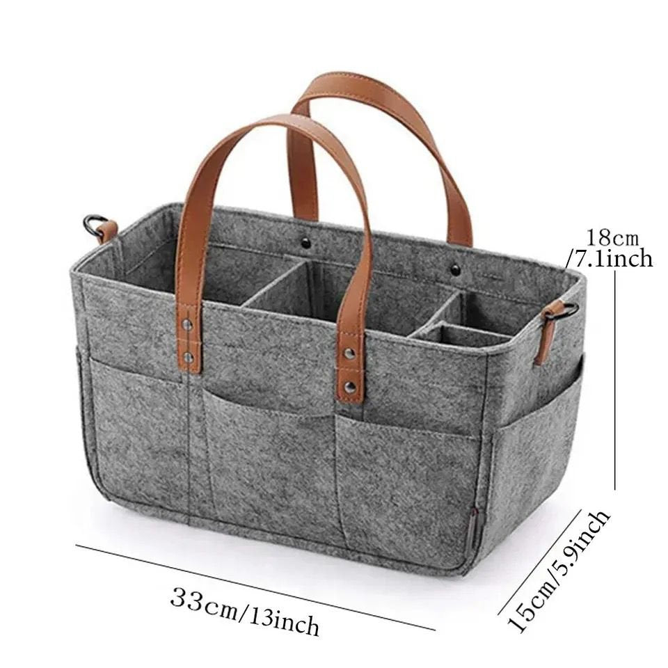 Foldable Felt Storage Bag Baby Diaper Caddy Organizer Car Travel Bag Nursery Basket Kids Storage Carrier Large Pocket