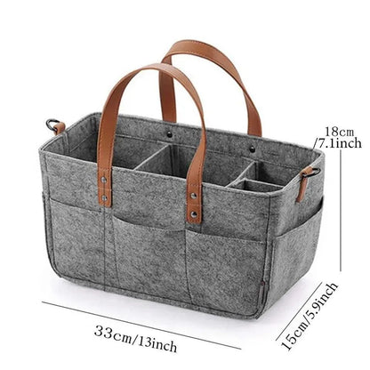 Foldable Felt Storage Bag Baby Diaper Caddy Organizer Car Travel Bag Nursery Basket Kids Storage Carrier Large Pocket