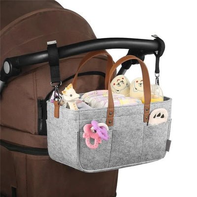 Foldable Felt Storage Bag Baby Diaper Caddy Organizer Car Travel Bag Nursery Basket Kids Storage Carrier Large Pocket