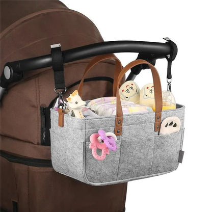 Foldable Felt Storage Bag Baby Diaper Caddy Organizer Car Travel Bag Nursery Basket Kids Storage Carrier Large Pocket