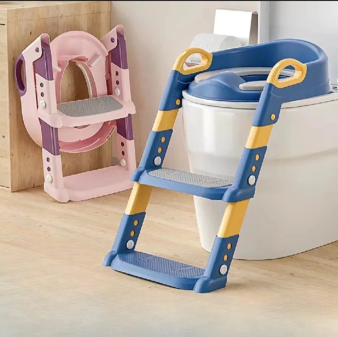 Western Toilet Potty Seat for Kids, Baby Potty Training Seat Chair with Ladder, Adjustable Step Height, Cushion Seat | Kids Toilet Seat| Potty Seat for 1-8 Years Child Boys Girls