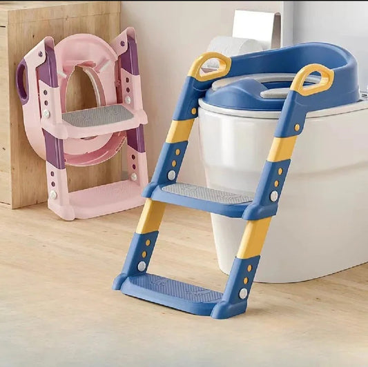 Western Toilet Potty Seat for Kids, Baby Potty Training Seat Chair with Ladder, Adjustable Step Height, Cushion Seat | Kids Toilet Seat| Potty Seat for 1-8 Years Child Boys Girls