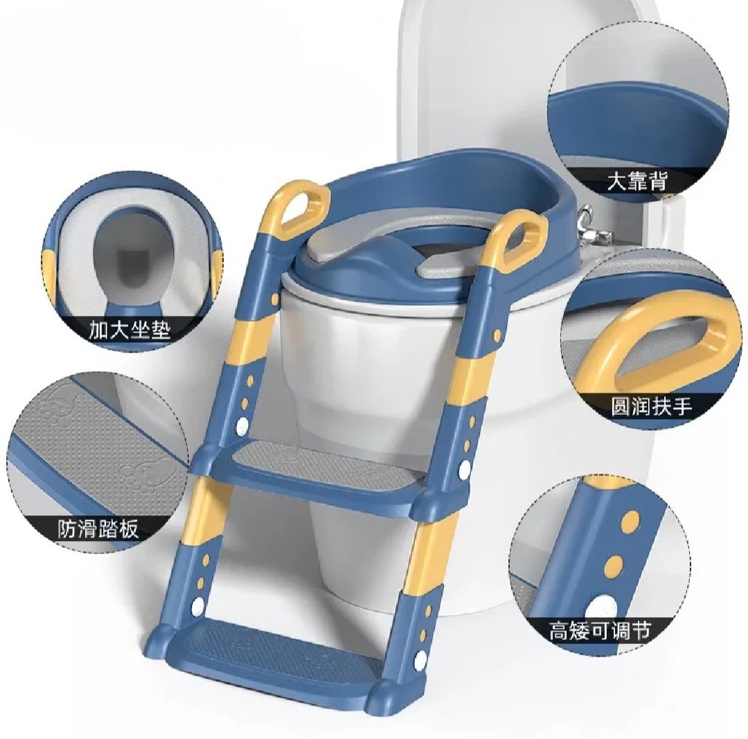 Western Toilet Potty Seat for Kids, Baby Potty Training Seat Chair with Ladder, Adjustable Step Height, Cushion Seat | Kids Toilet Seat| Potty Seat for 1-8 Years Child Boys Girls