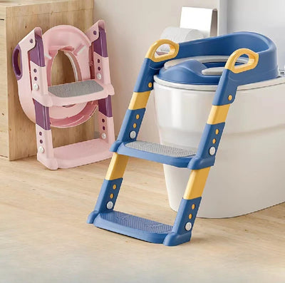 Western Toilet Potty Seat for Kids, Baby Potty Training Seat Chair with Ladder, Adjustable Step Height, Cushion Seat | Kids Toilet Seat| Potty Seat for 1-8 Years Child Boys Girls