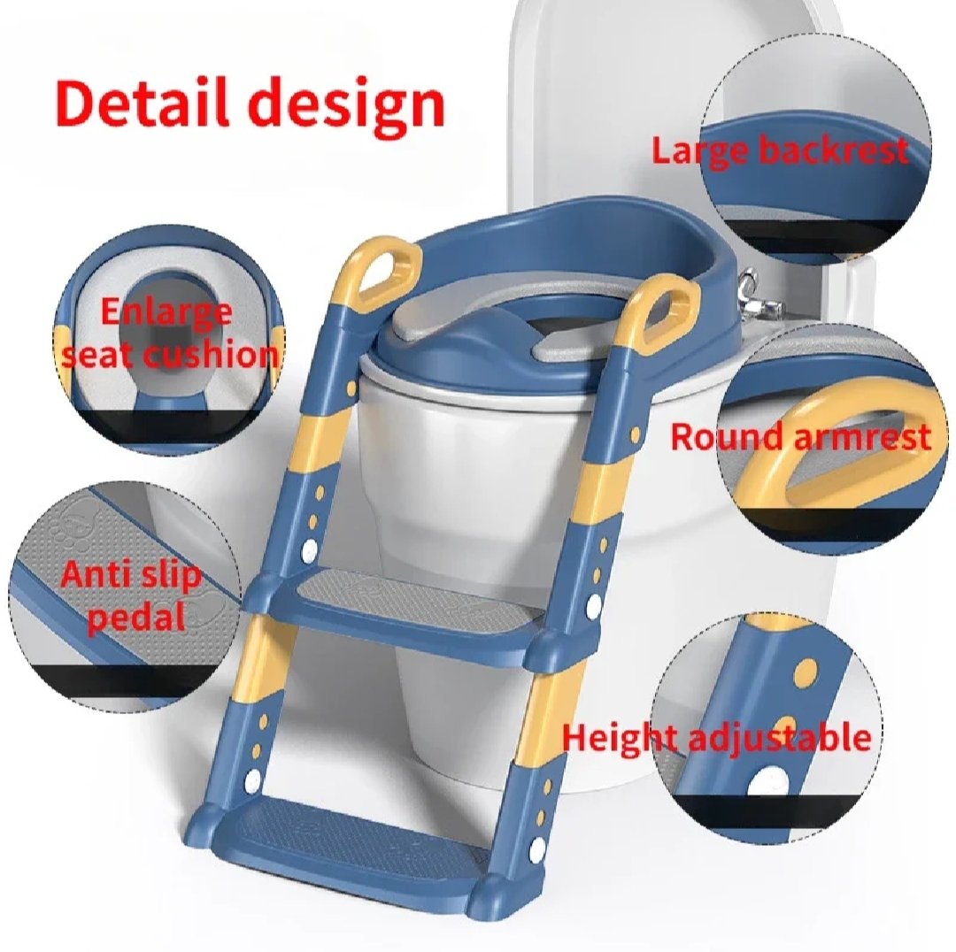 Western Toilet Potty Seat for Kids, Baby Potty Training Seat Chair with Ladder, Adjustable Step Height, Cushion Seat | Kids Toilet Seat| Potty Seat for 1-8 Years Child Boys Girls