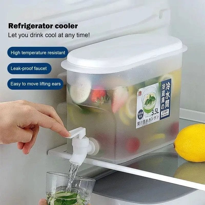 3.5L Large Capacity Curling Bottle with Faucet for Fruit Brewing Tea Bottle Refrigerator for Cold Drinks Essential for Summer