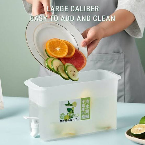 3.5L Large Capacity Curling Bottle with Faucet for Fruit Brewing Tea Bottle Refrigerator for Cold Drinks Essential for Summer
