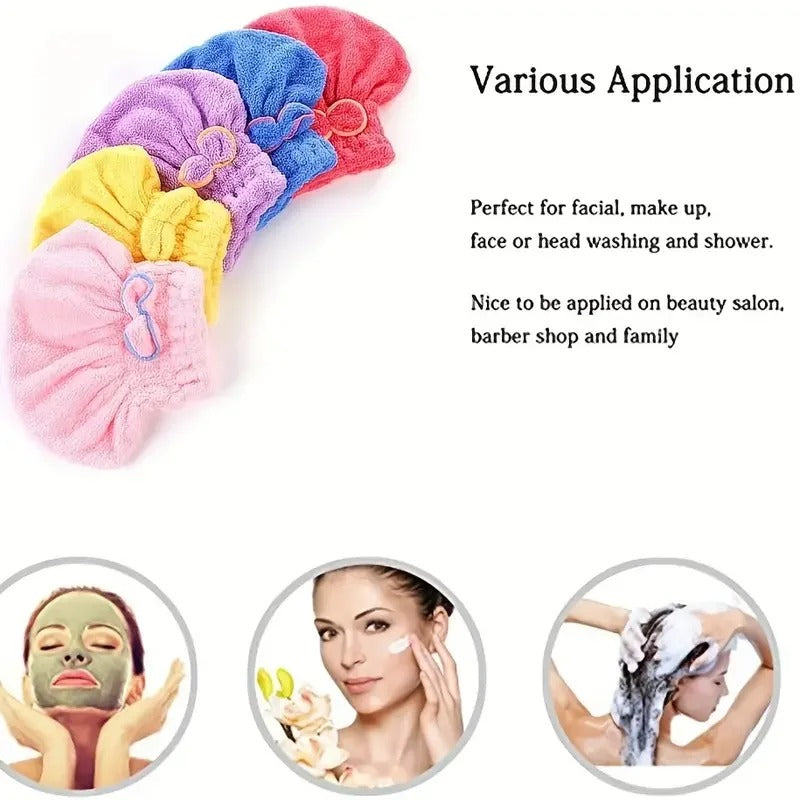 Super Absorbent Hair Towel Cap (Pack of three)