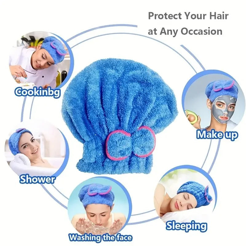 Super Absorbent Hair Towel Cap (Pack of three)