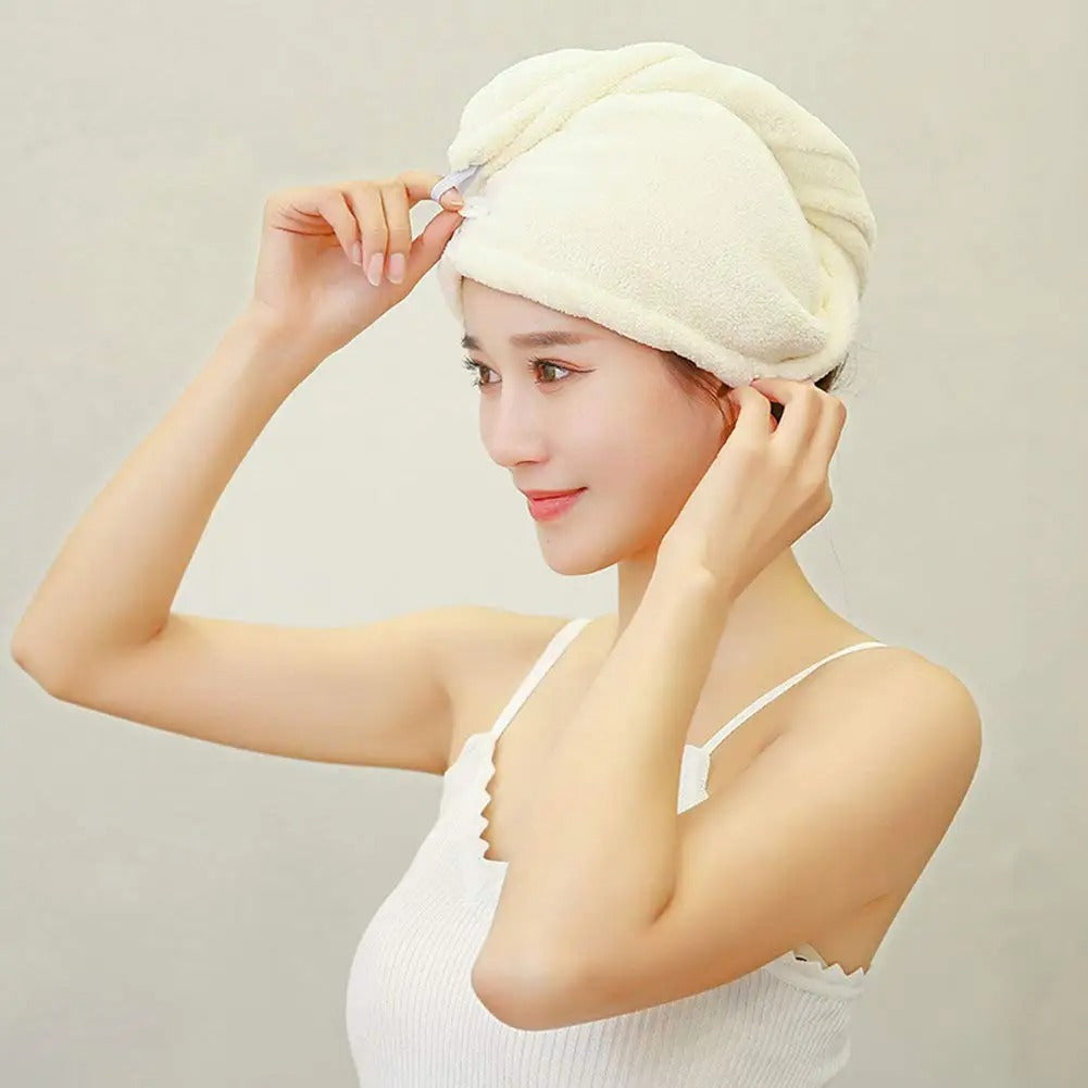 Imported Quality Hair Drying Towel Cap (Pack of three)