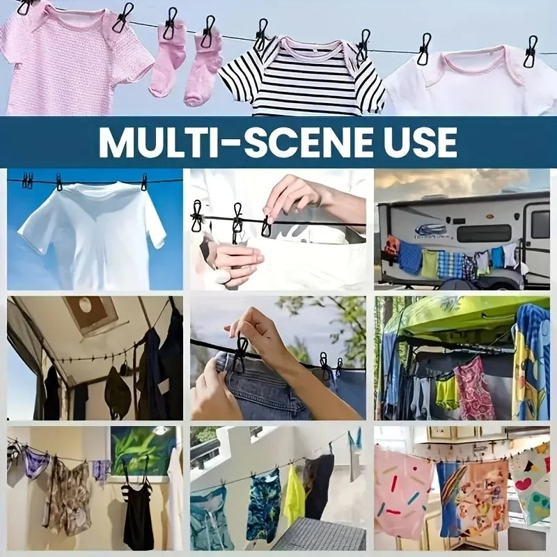 Elastic Clothesline Rope with Clips