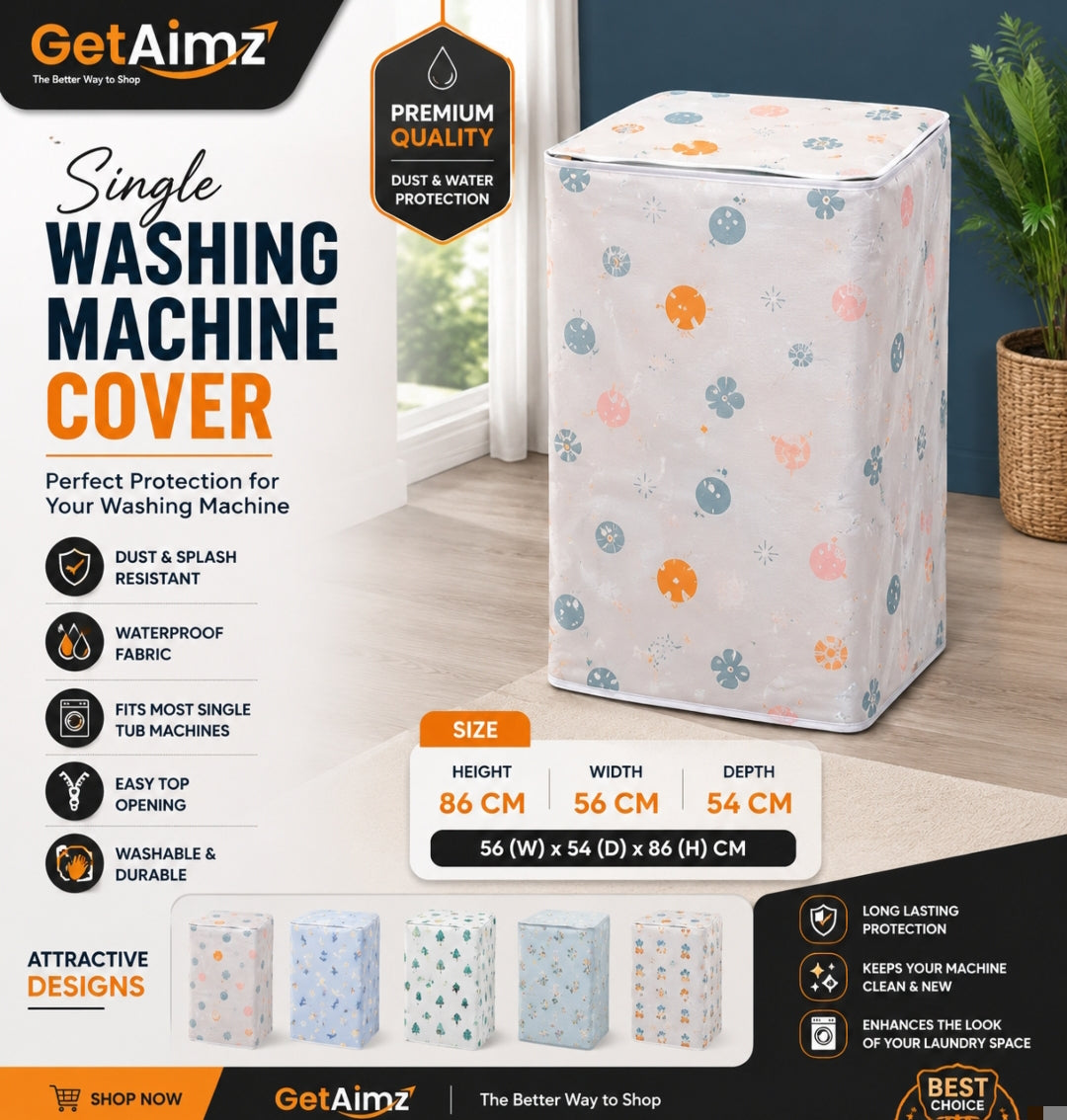 Imported Washing Machine Cover (Single) 86 x 56 x 54 CM